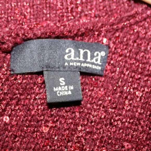 A.n.a Womens Maroon Scoop Neck Sequin Sweater, Tie Back, Size Small, Holiday - Picture 5 of 10